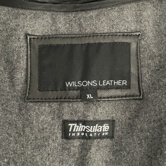 Wilsons Leather Coat Thinsulate Insulated *Zips Out* Black Button Front Size XL - Picture 3 of 16